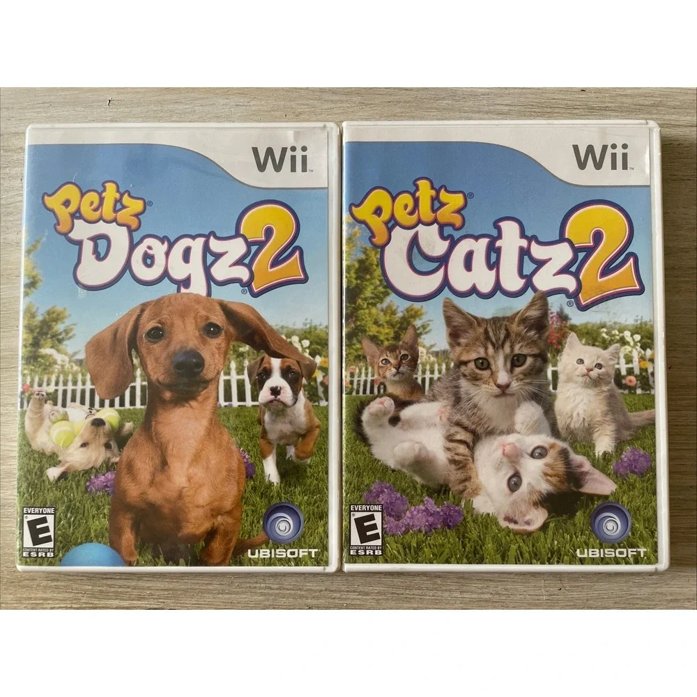 Nintendo Wii Petz 2 Game Bundle Lot of 2- Cats and Dogs Tested Working CIB